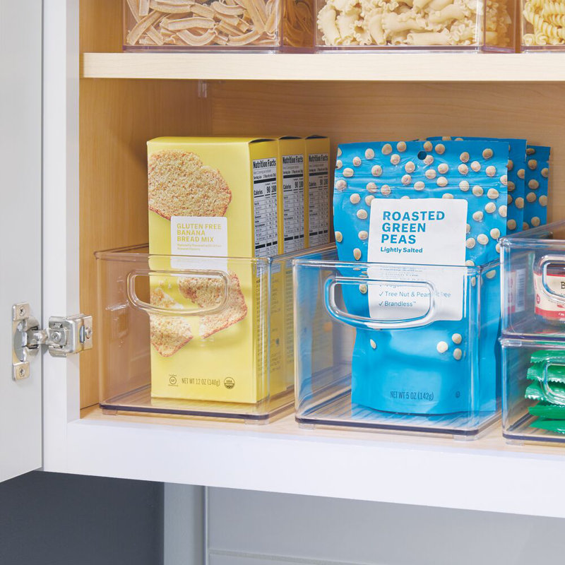 iDesign Plastic Stackable Pantry Bin with Handles - Set of 2 - Clear, 3.15 qts.