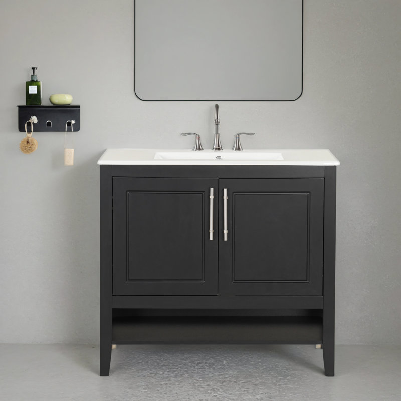 Meuble-lavabo simple 36 po avec plateau en céramique Reinette