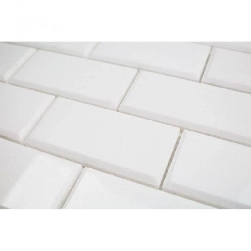 Carreau de mosaïque mural en marbre 2" x 4", Blanc poli
