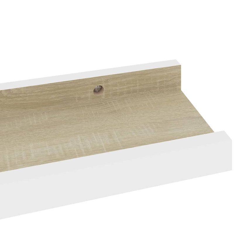 Gracelan 2 Piece Picture Ledge Wall Shelf, White/Sonoma Oak, 3 cm H x 40 cm W x 9 cm D