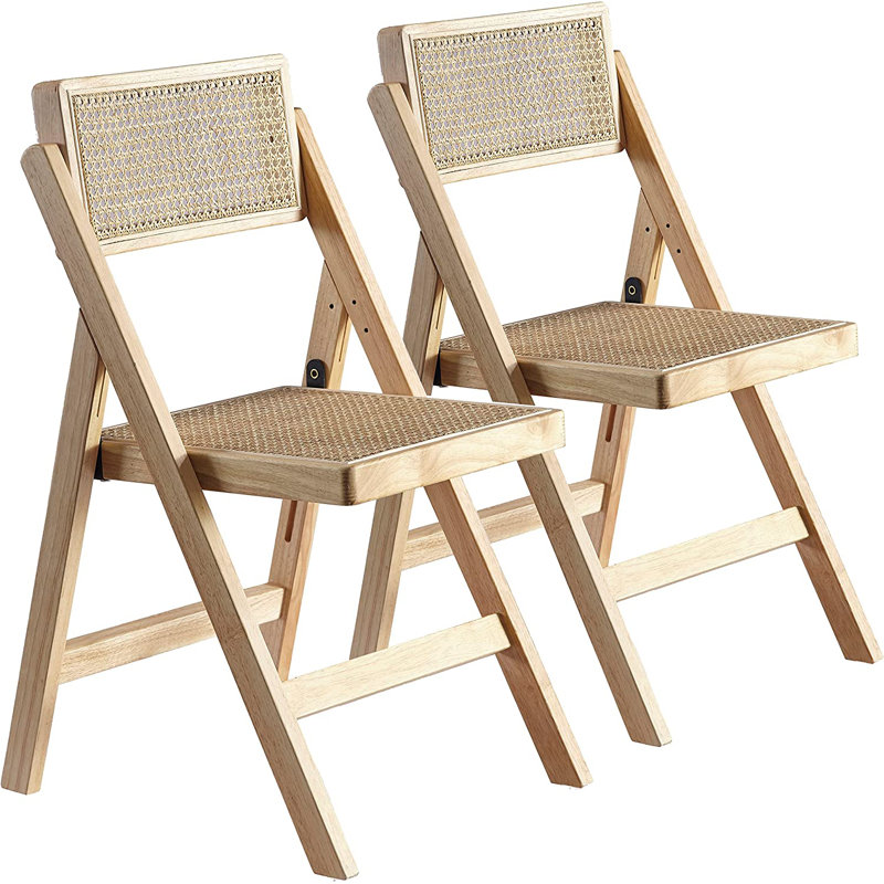 Ensemble de 2 chaises pliantes empilables en rotin Heritage Houseware, Naturel