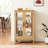 2 Doors Display Cabinet With Adjustable Shelves And - Showcases Your Items, Oak Curio Illuminated Mirrored Back Fits Any Room,-121304009
