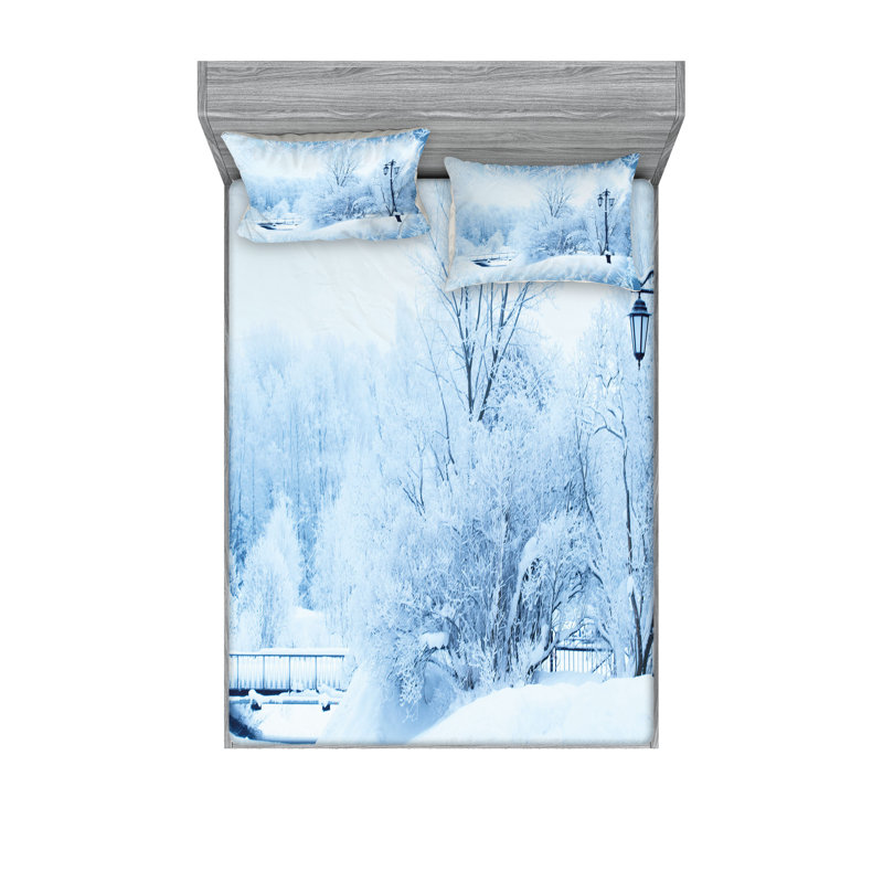 Drap-housse et coussin décoratif Ambesonne, Ensemble de draps pour grand lit + 5 pièces suppl