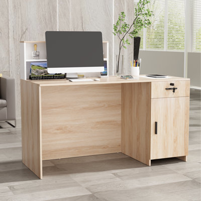 Jaquai Rectangle Manufactured Wood Reception Desk With Filing Cabinet