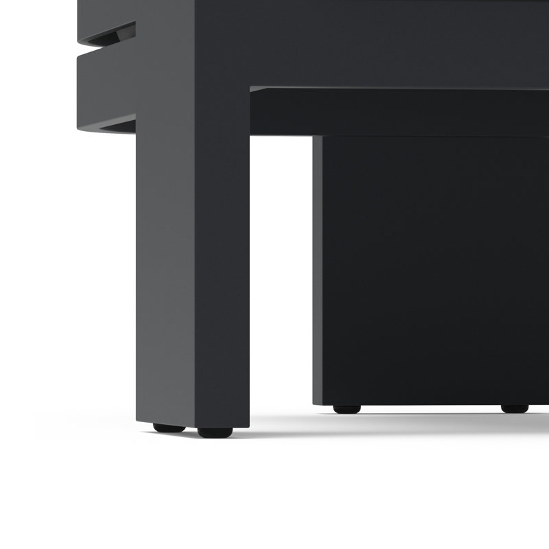 Ensemble de conversation d'extérieur 4 pièces avec table basse à lattes en aluminium Quanise, Gris anthracite