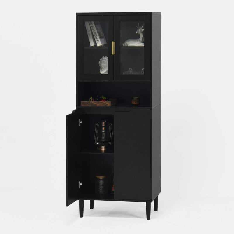 Versatile Tall Storage Cabinet for Multiple Spaces, Offering Ample Storage and Stylish Design., Black