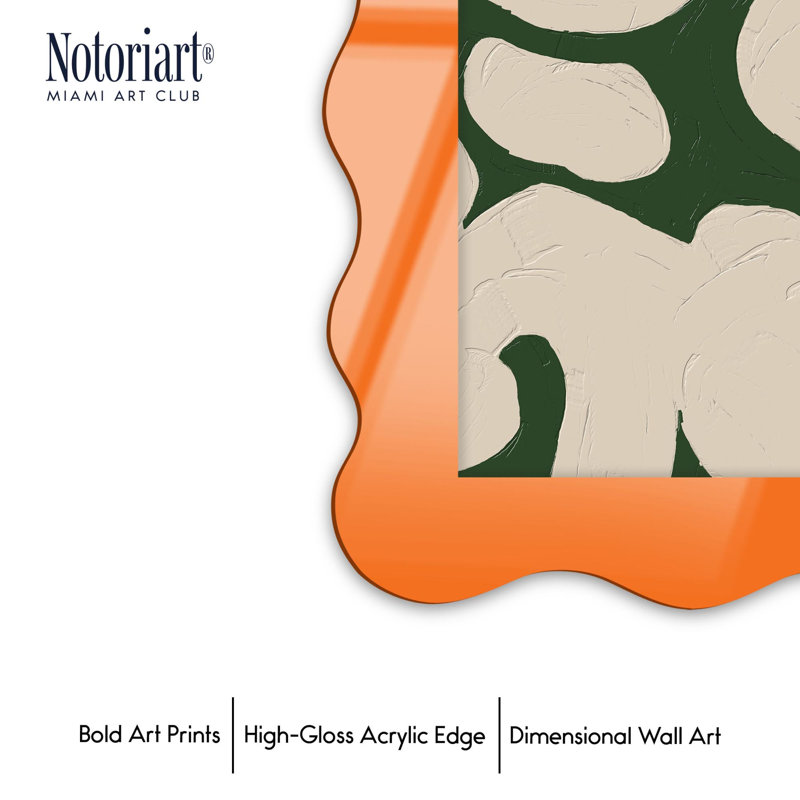 Cadre mural en acrylique gaucher par NOTORIART, H 27,5 po x l 19,5 po, Orange, Courbée