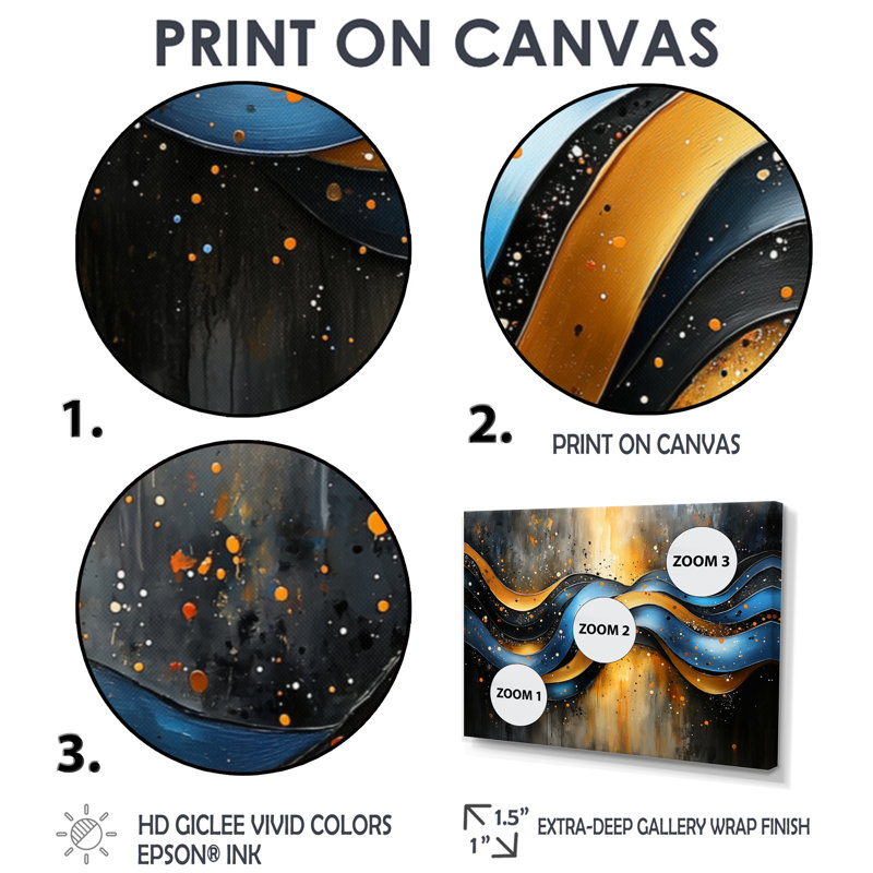 Bradninch Golden Blue Wave - Dérive optique - art mural d'art, Reproduction encadrée d'une seule photo, H 30 po x l 40 po
