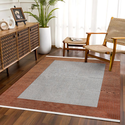 Tapis cuivre tissé antidérapant à motif géométrique cuivre