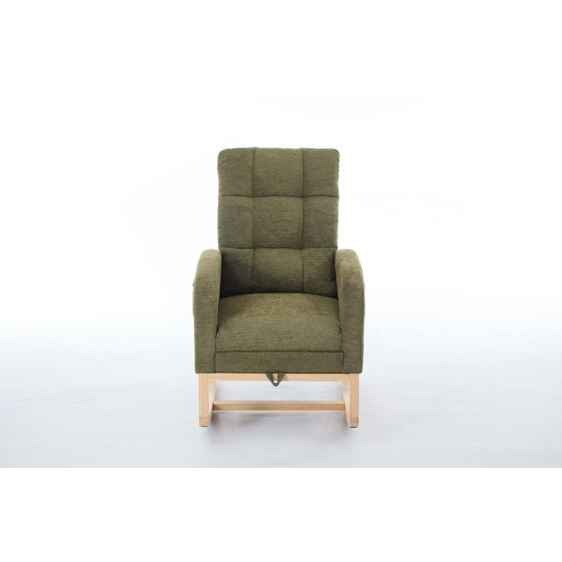Chaise berçante moderne avec dossier haut, repose-pieds réglable et poche latérale pour le salon, Cyan