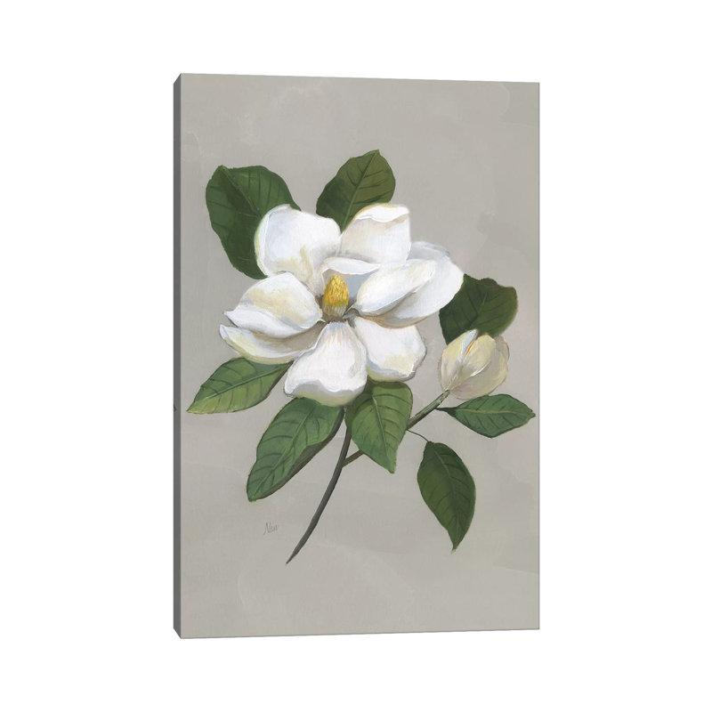«Botanical Magnolia» par Nan - reproduction d'art sur toile tendue, H 18 po x l 12 po x 1,5 po