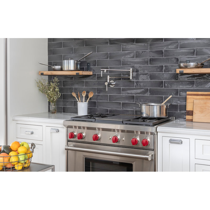 East Linear Wall Mount Pot Filler, Flat Black