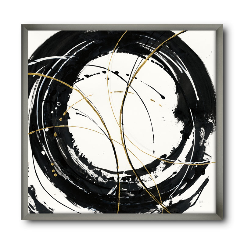 «Gold Metallic Circle», reproduction sur toile encadrée, H 30 po x l 30 po x P 1 po, Cadre argenté