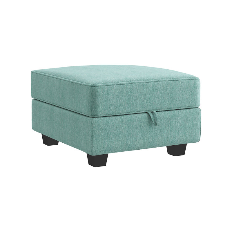 Repose-pieds standard carré avec rangement de 25,6 po de largeur, Polyester bleu