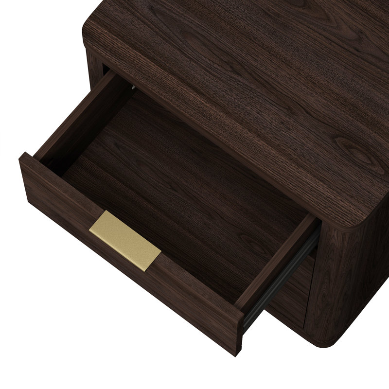 Table de chevet moderne Evelyn 20 po avec 3 tiroirs pleine extension Evelyn, Brun