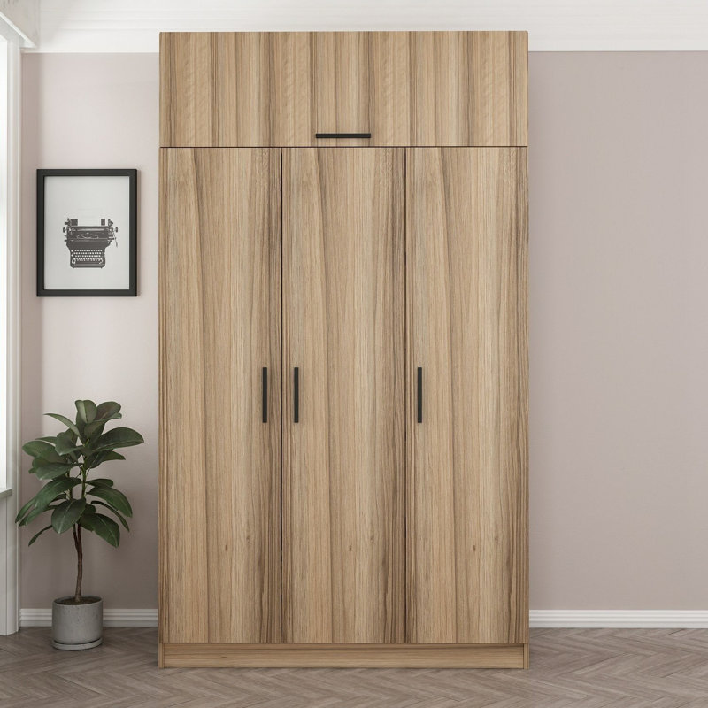 Armoire moderne avec de nombreuses tablettes, couleur dorée, 53,1 po x 100,4 po x 20,5 po | 100% panneau de particules enduit de mélamine, épaisseur: 0,7 pouce | Solution de rangement élégante pour les chambres à coucher contemporaines et les espaces de vie