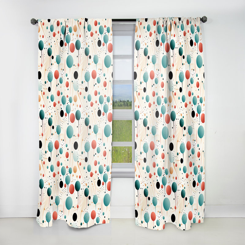 Motif à pois Contemporary Fusion - rideau abstrait - rideau obscurcissant - 1 panneau, L 52 po x L 108 po