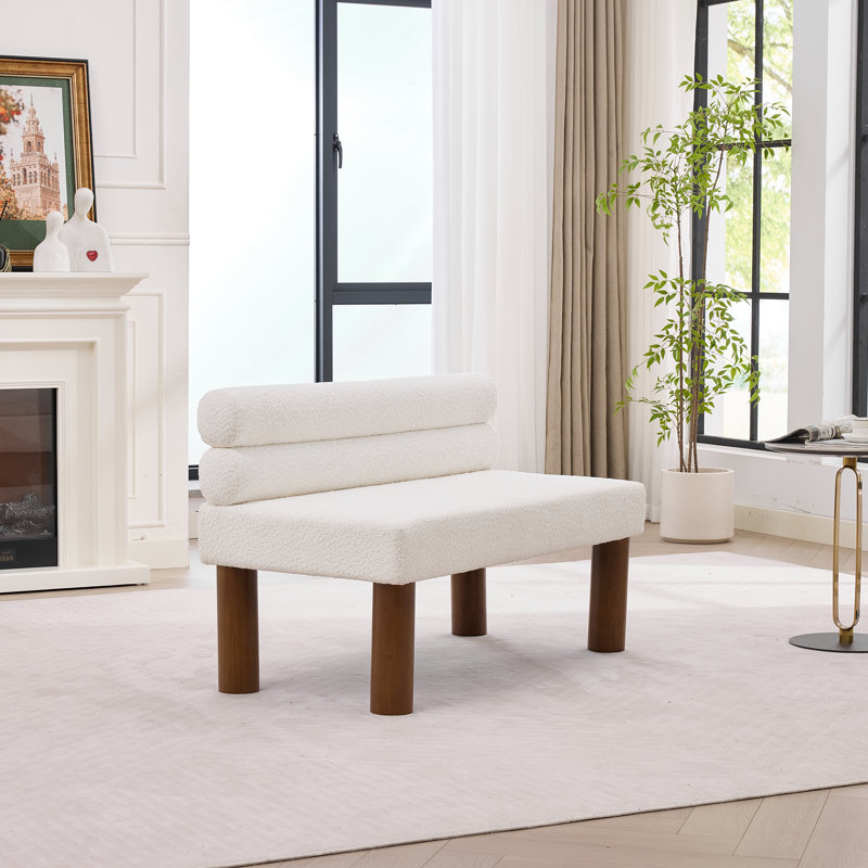 Boucle Upholstered Bench, Cream
