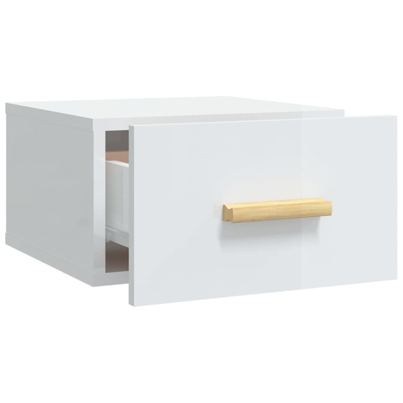 Santucci 35cm W Manufactured Wood Bedside Table, White, Set of 2
