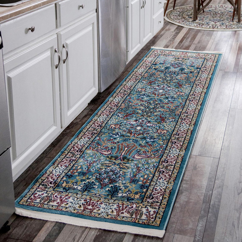 Tapis bleu Jackson Jackson, Tapis de couloir 2 pi x 8 pi, Blue