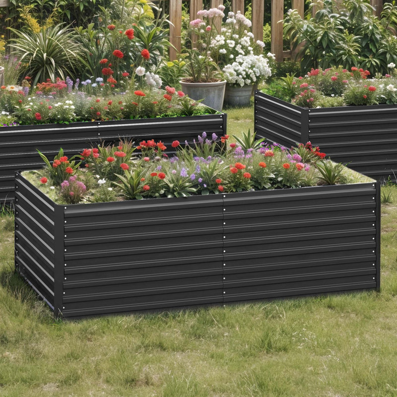 Ensemble de grand lit de jardin surélevé galvanisé 6X3x2ft avec gants, Beige