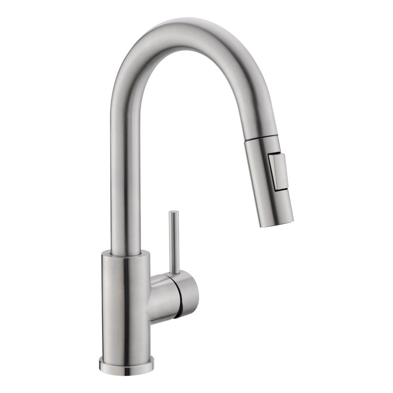 Brushed Nickel Stainless Steel Kitchen Faucet with Pull-Down Sprayer, Single Handle Sink Mixer