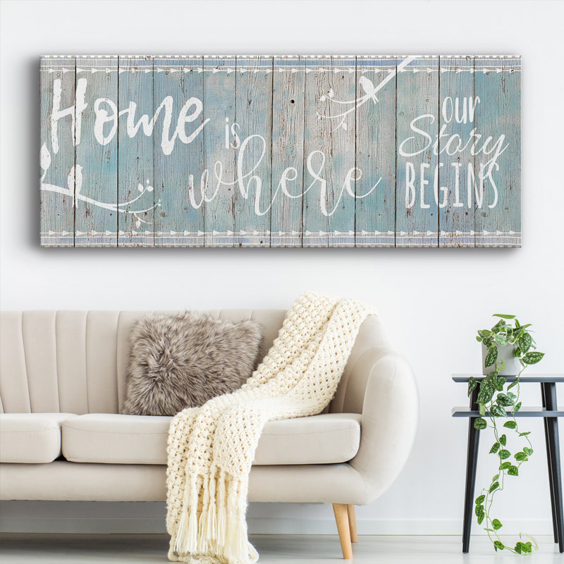 Home Home, art textuel sur toile, H 24 po x l 60 po x P 1,5 po