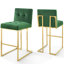 Ensemble de 2 tabourets de bar rembourrés en acier inoxydable Privy Gold-184149194-240901841-240881308