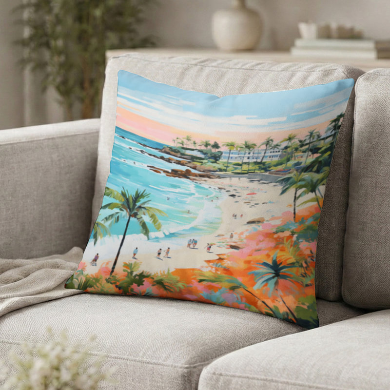 Coussin décoratif de plage - Coussin décoratif pastel, H 16 po x l 16 po
