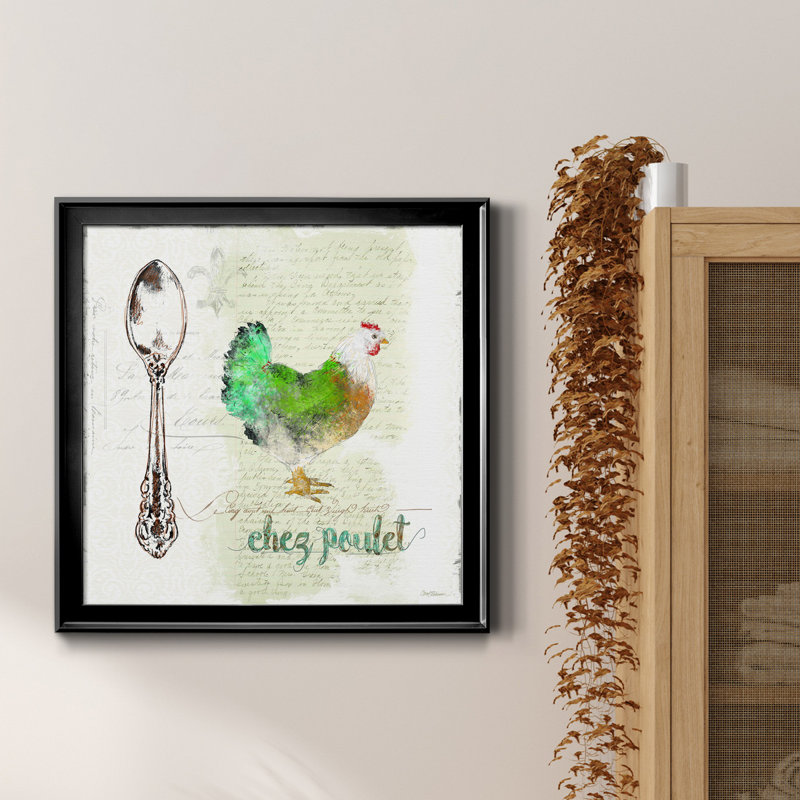 Golden Cuisine Chicken - Reproduction d'art graphique sur toile encadrée, H 30,5 po x l 30,5 po x P 1,5 po, Cadre noir