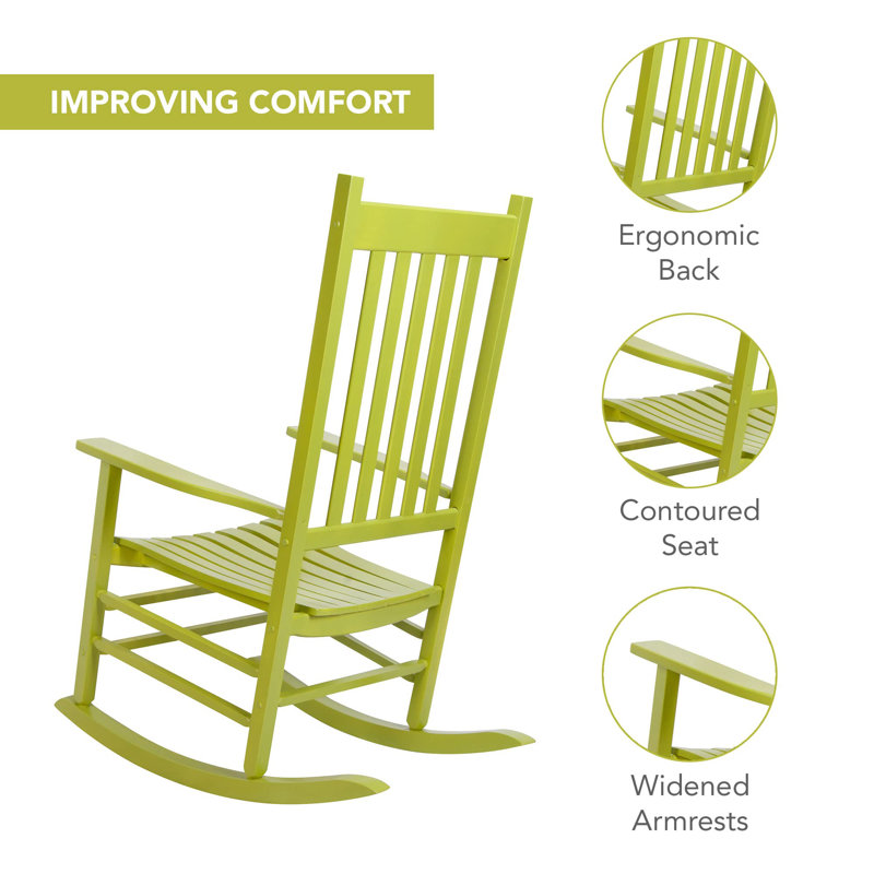 Chaise berçante en bois à haut dossier, Limette
