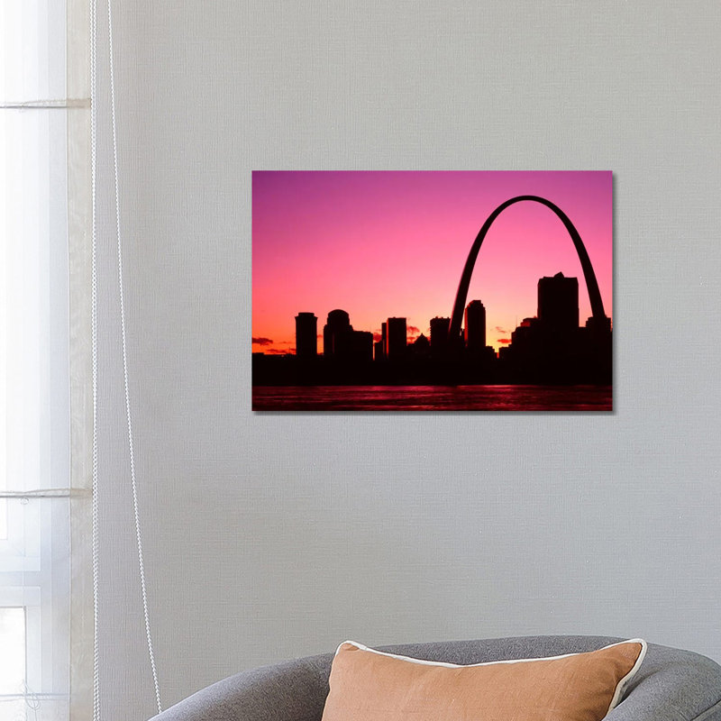 USA, Missouri, St Louis, Sunset 1 Piece Wrapped Canvas Wall Art, 66.04 cm H x 45.72 cm W x 3.175 cm D