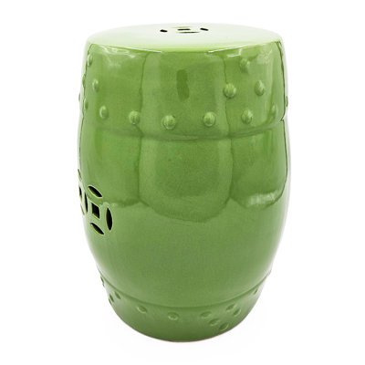 D13x18" Ceramic Barrel Stool With Cutout Design