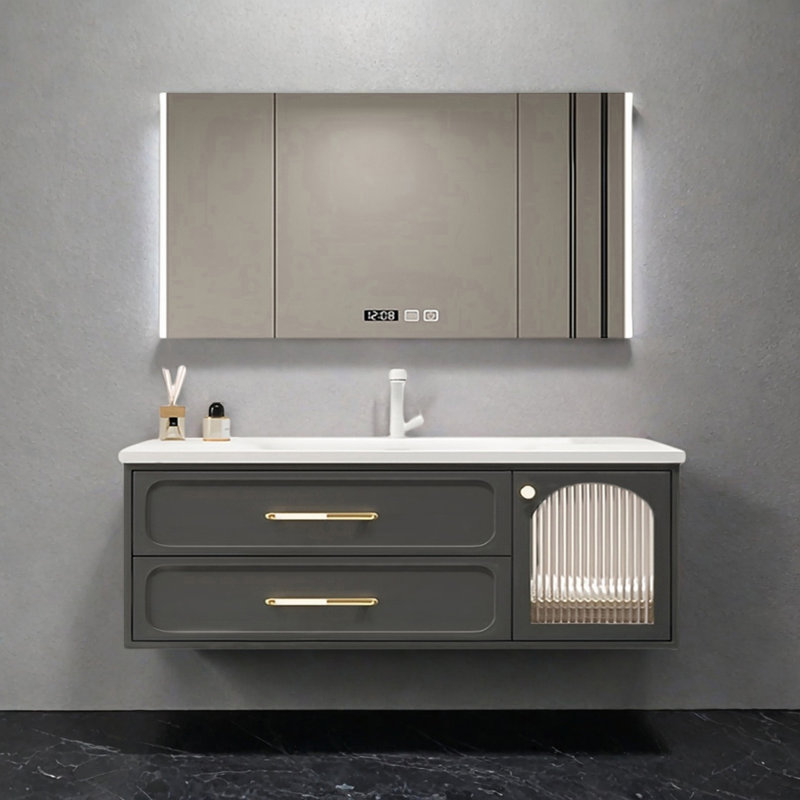 French cream style rest room bathroom cabinet, 55" 