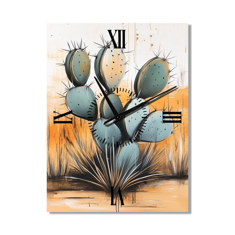 Horloge murale minimaliste Inkbound Prickly Pear -, H 32 po x l 24 po - Rectangle