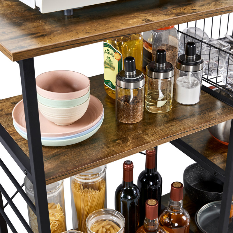 Kitchen Storage Rack Metal Frame Wood Look, Brown