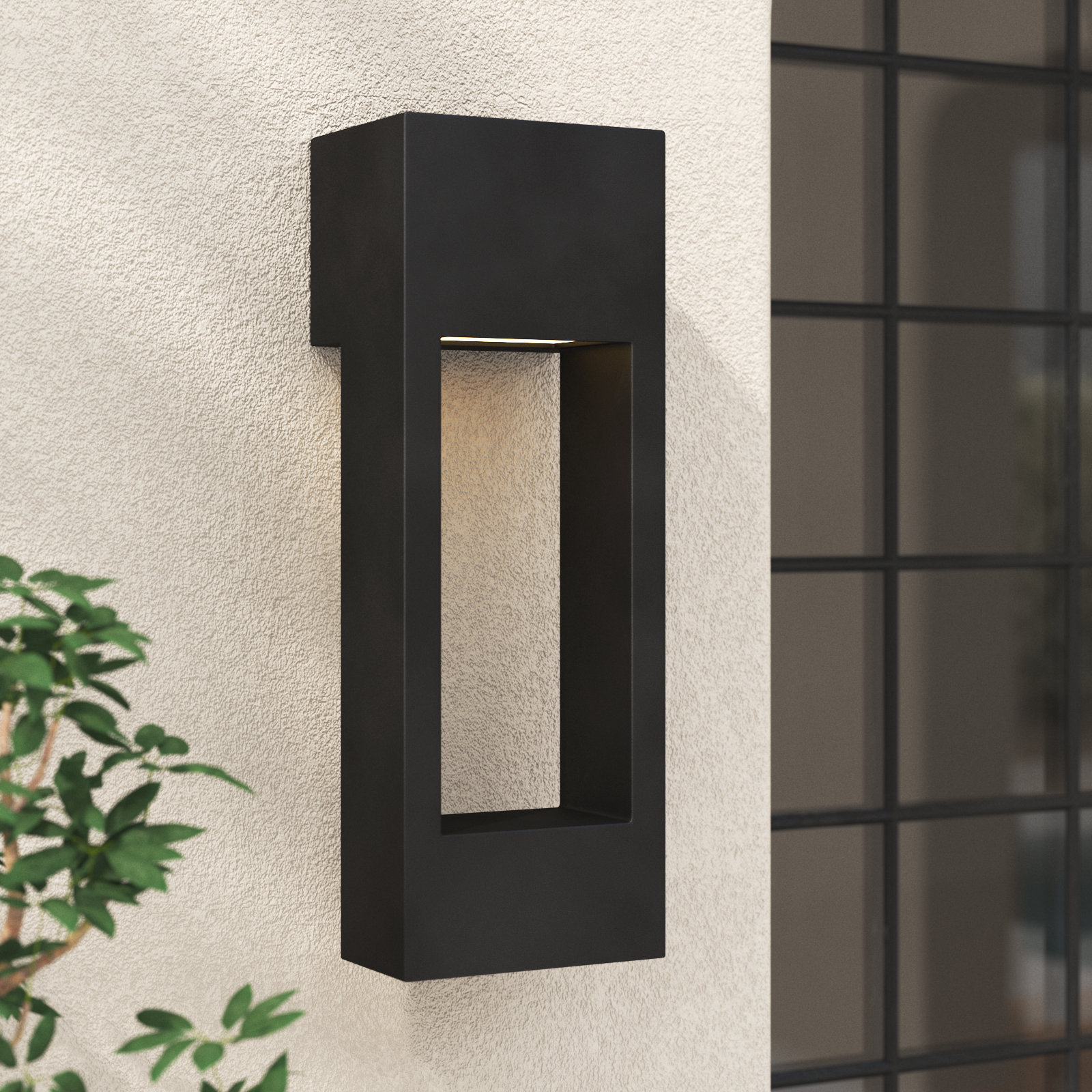 Blandburg Rectangle Outdoor LED Wall Light, Black, 20" H x 7" W x 7" D