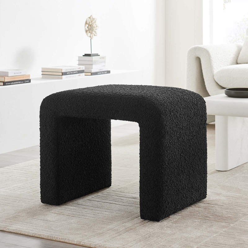 Modway Simba Solid Wood Accent Stool, Black