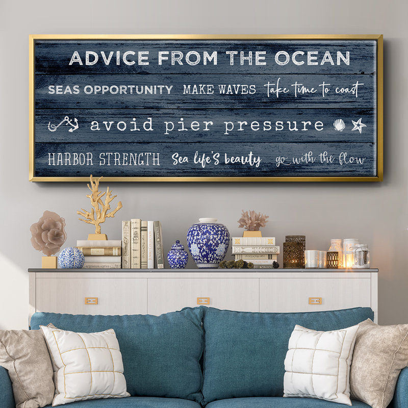 Navy Ocean- Framed Canvas