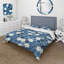 Ensemble de housse de couette à motif hexagonal bleu et beige Midcentury VI-109173212