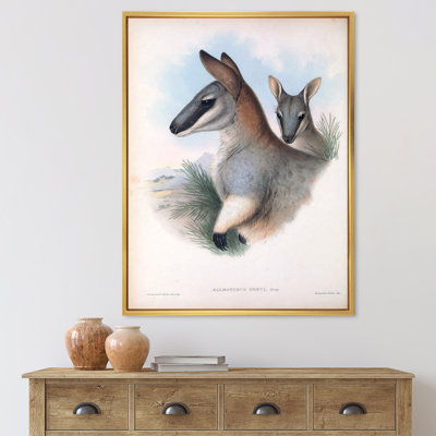 Kangourou rétro - peinture sur toile