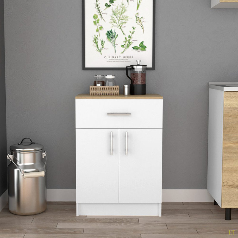 Armoire pour garde-manger H 33 po, un tiroir, deux tablettes intérieures, deux portes / lumière