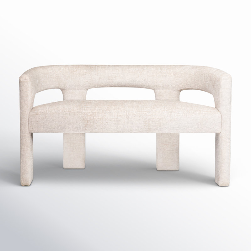 Anouchka Polyester Upholstered Bench, Gwen Natural Beige Microsuede
