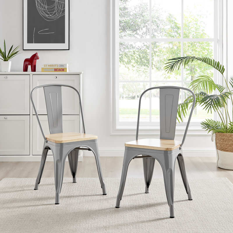 Chaise d'appoint empilable en métal Honora, Gris