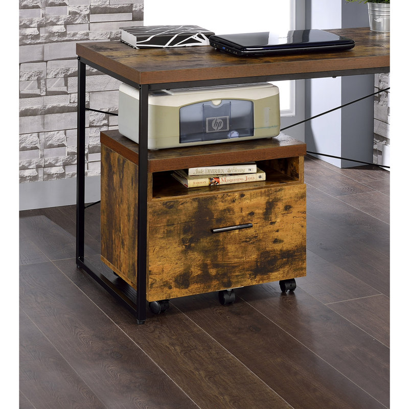 Bob Weathered Oak & Black Finish File Cabinet