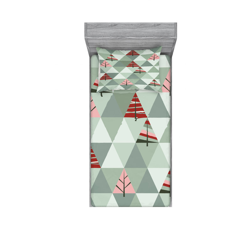 Microfiber Geometric Sheet Set, Twin XL Sheet Set with Fitted Sheet