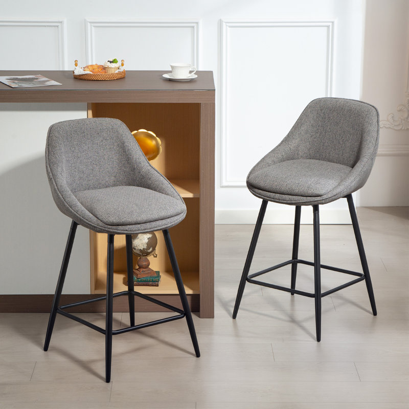Ensemble de 2 tabourets de bar pivotants 26 po, gris foncé