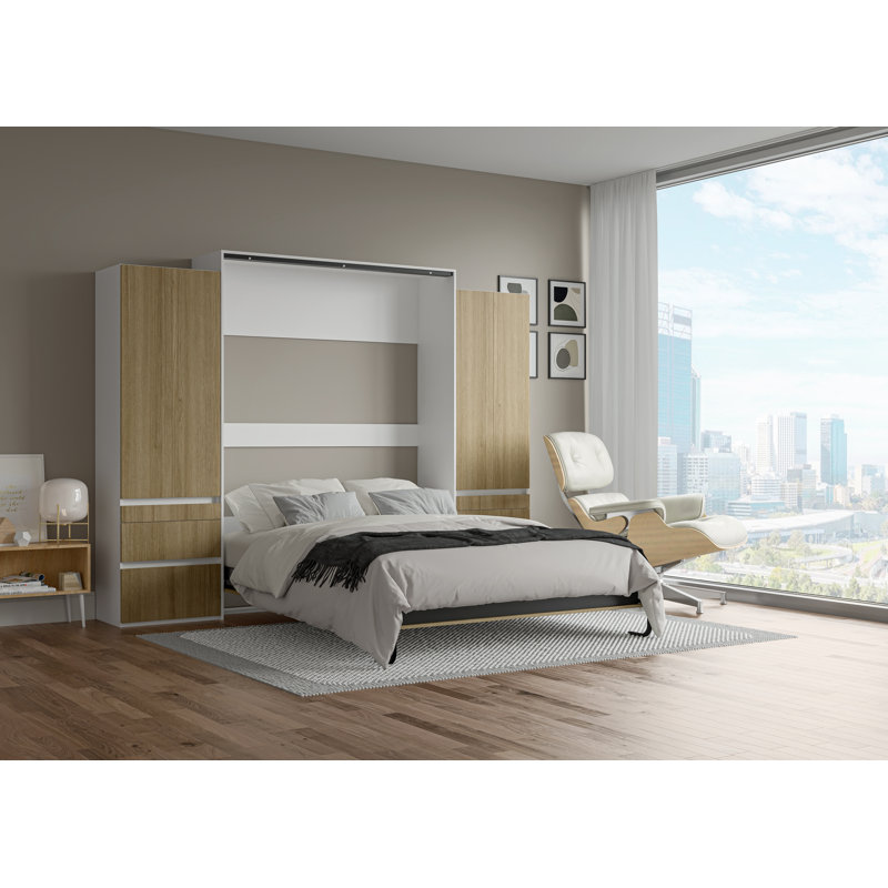 Kesler Murphy Bed with LED Light and Double Storage, Fashionista, Queen