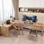 Bureau en bois massif en L Burlywood-1714551663-1714551667