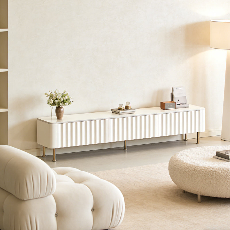 Meuble télé avec rangement Wave, H 17,32 po x l 70,86 po x P 11,81 po, Blanc